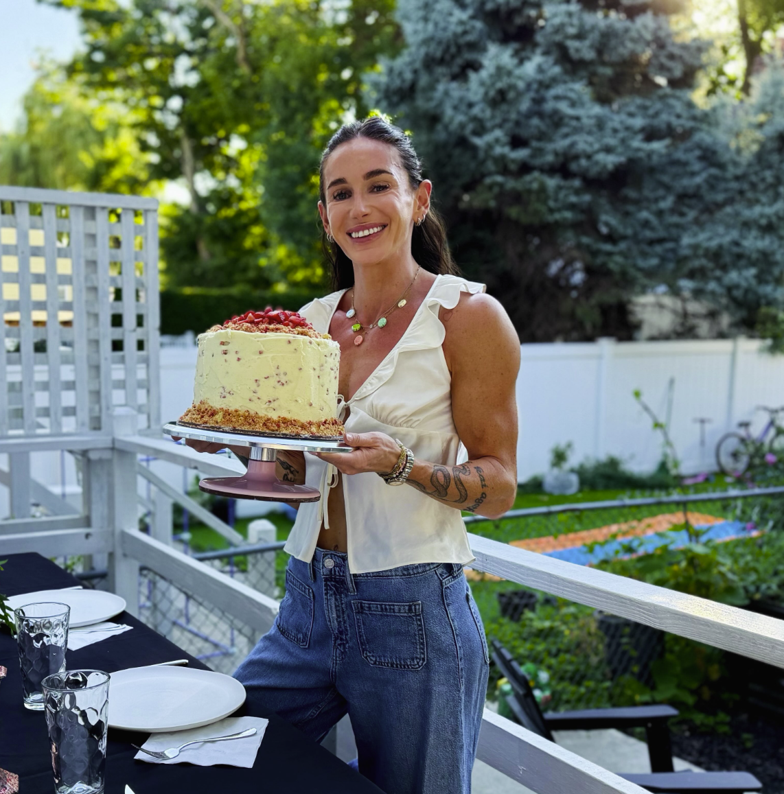 Andrea, the baker behind All Rise, working in her kitchen
