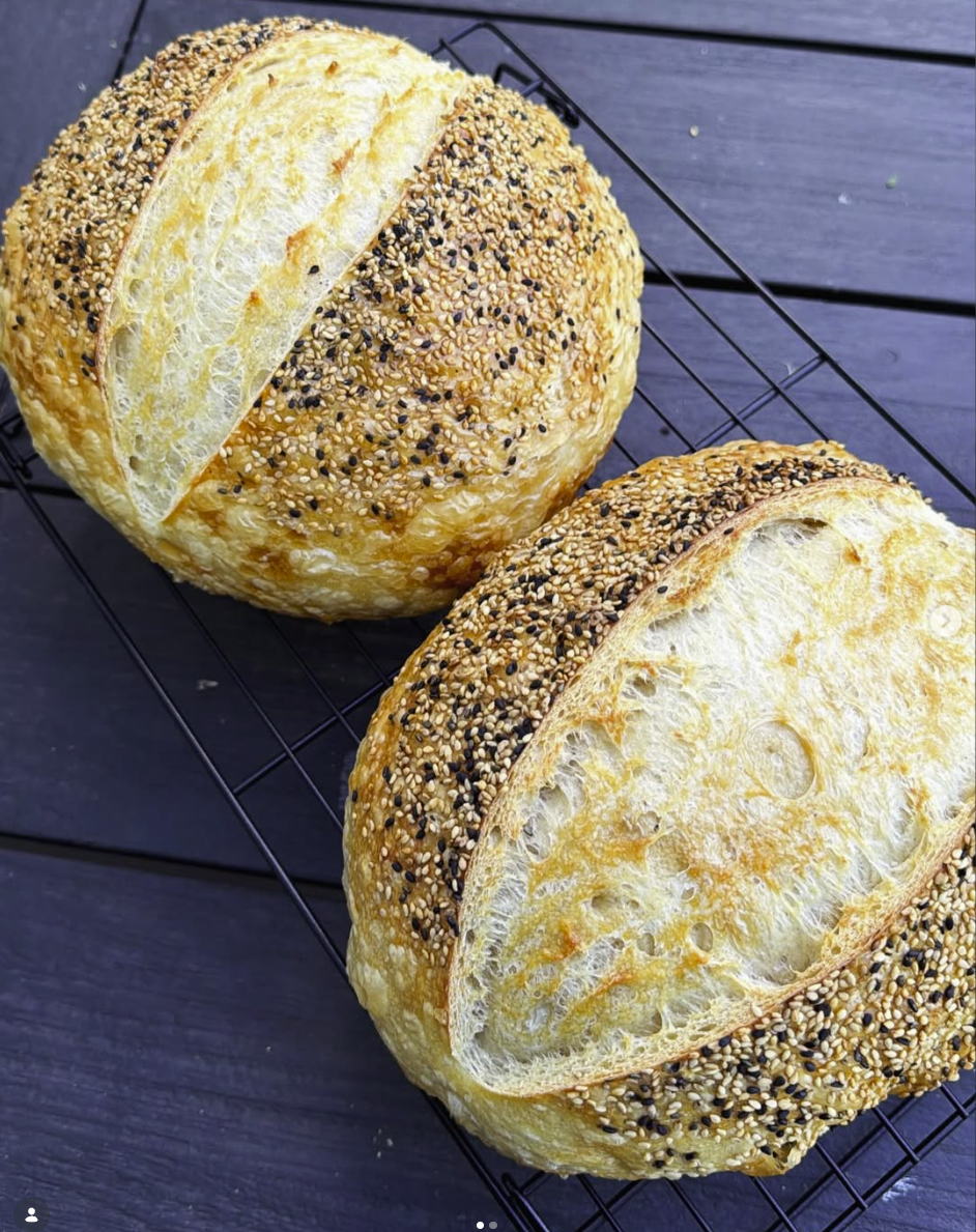 Macro shot of artisan sourdough bread crust showing texture and golden color